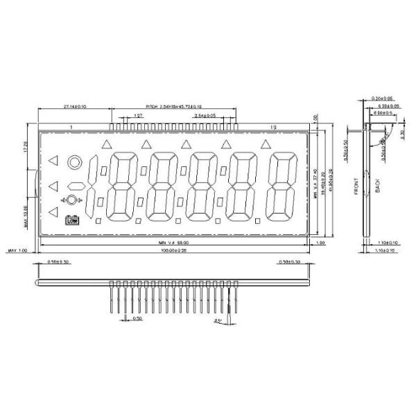 Quality Positive Reflective Segment TN LCD Display Panel VDD 4.5V for sale