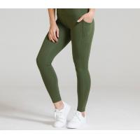 China Pocketed Yoga Womens Spandex Leggings Green Thick Nylon Spandex High Waist factory