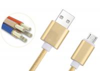 China 1m 2m 3m Nylon Android Phone Charger Cord , Samsung Micro Usb Cable 5V 2.1A factory