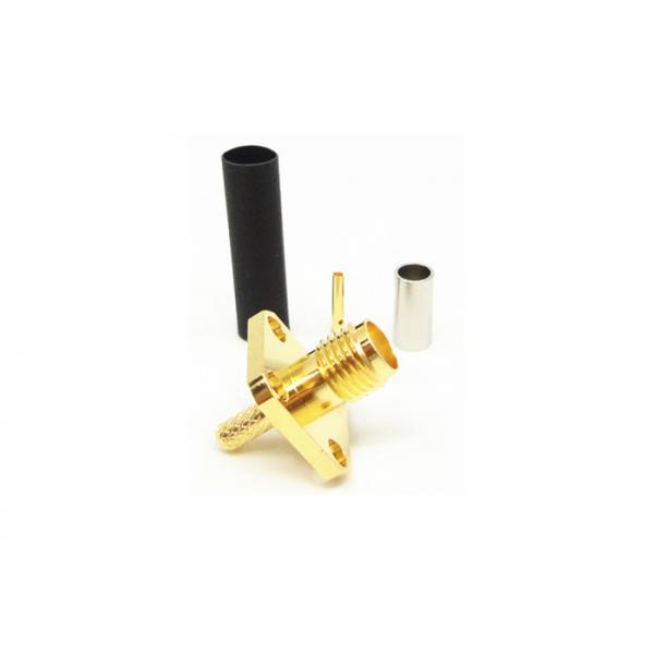 Quality 50Ohm Female SMA RF Connector Solder Attachment 4 Holes Flange Mounting for sale