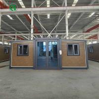 China 20ft Expandable Prefab Homes Metal Carved Board Dark Brown factory