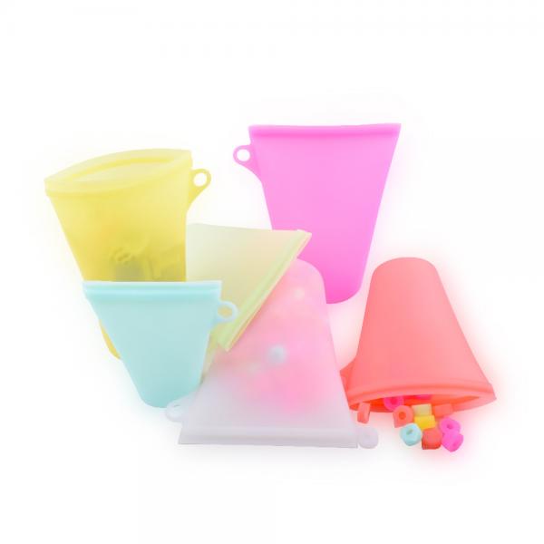 Quality Rose Orange Freezer Safe Silicone Food Storage Bag Leakproof Silicone Freezer Bags for sale