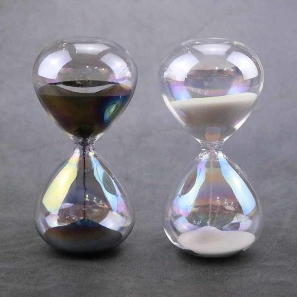 Quality Classic Glass Sand Timer Hourglass  Sand Clock Black And White for sale