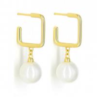 China Barley Jewelry Womens Pearl Shape Love Stud Earring 925 Silver Large Statement Hoop Earrings factory