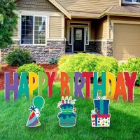 China Custom Outdoor Yard Signs Happy Birthday Yard Card With Stakes factory