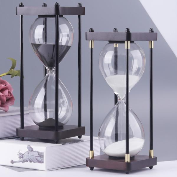 Quality Black 30 Minute Hourglass Sand Timer Custom Logo For Business Gift for sale