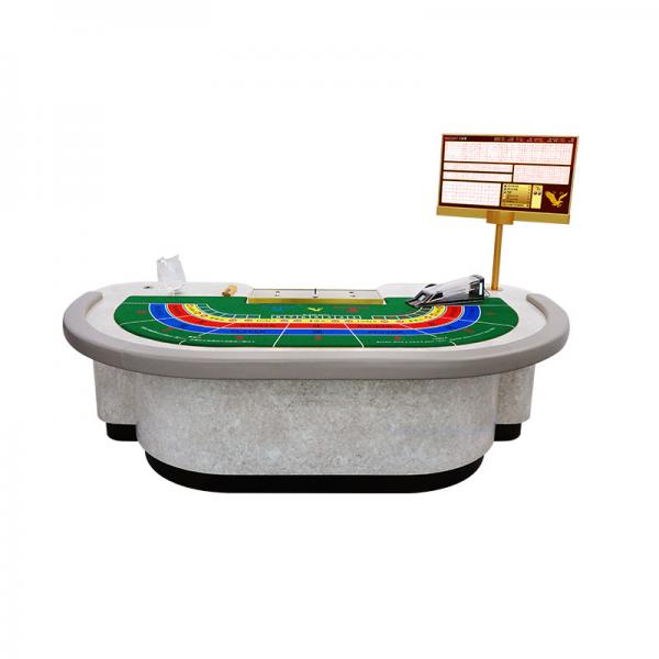 Quality Luxurious Casino Poker Table Solid Marble Baccarat Table With Chips Tray for sale