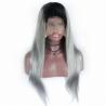 China Human Hair Straight Ombre Color Wig 1B/Grey Full Lace Wig w 100% Brazilian Remy Hair Wig factory