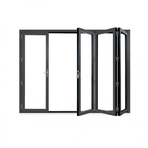 Quality Thermal Break aluminium glass folding doors Vertical Anodized Powder Coated for sale
