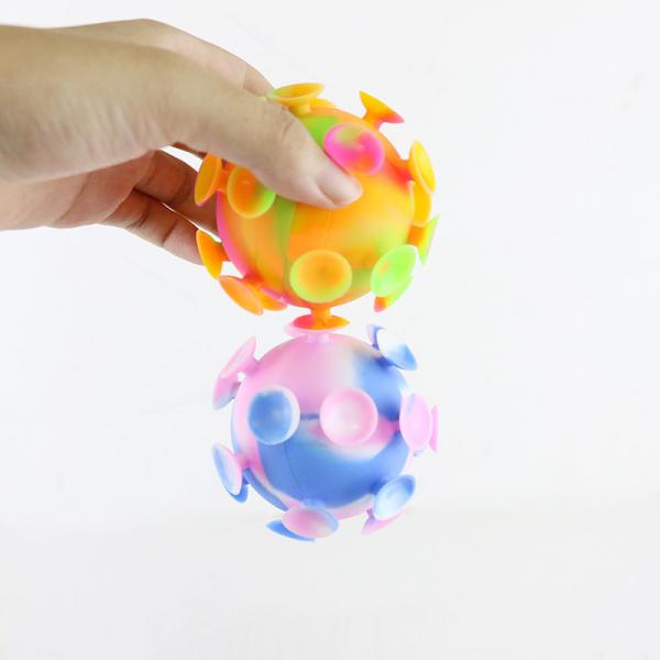 Quality Multi Colored Baby Silicone Toys Suction Cup Ball For Children Party for sale
