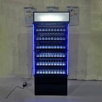 China Customized Wall Metal Cigarette Display Stand With Top Light Box And Large Storage Cabinet factory