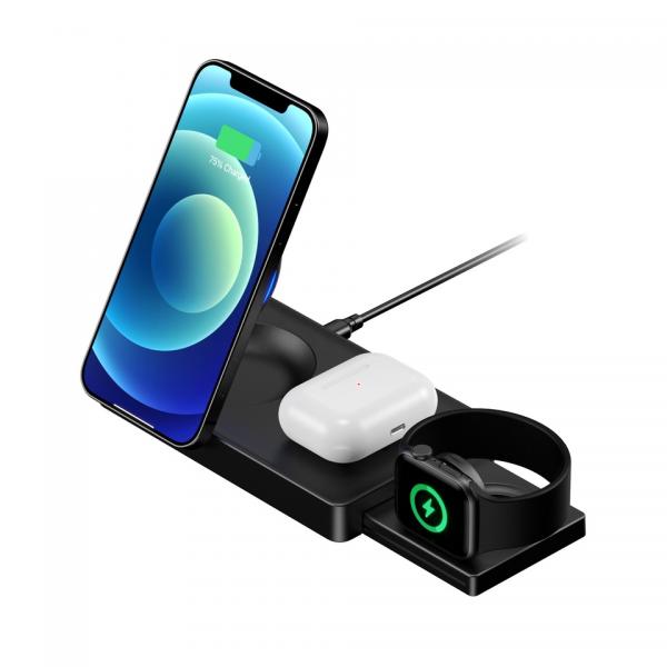 Quality Magnetic 3 In 1 Qi Wireless Charger , Wireless Charging Base For Iphone 9V for sale