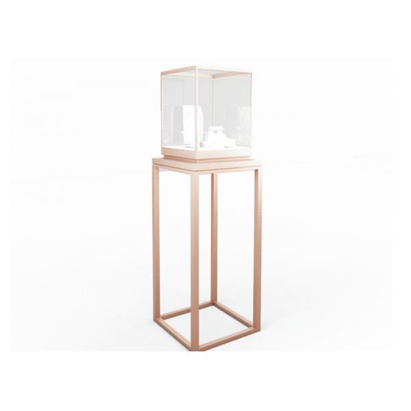 Quality Glass Museum Exhibit Cases / Pedestal Display Case Antique Copper Stainless Steel Frame for sale