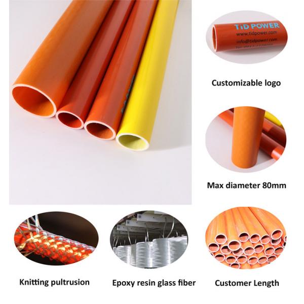 Quality High Strength Epoxy Fiberglass Insulation Hollow Tube / Epoxy Resin Fiberglass Pipes for sale