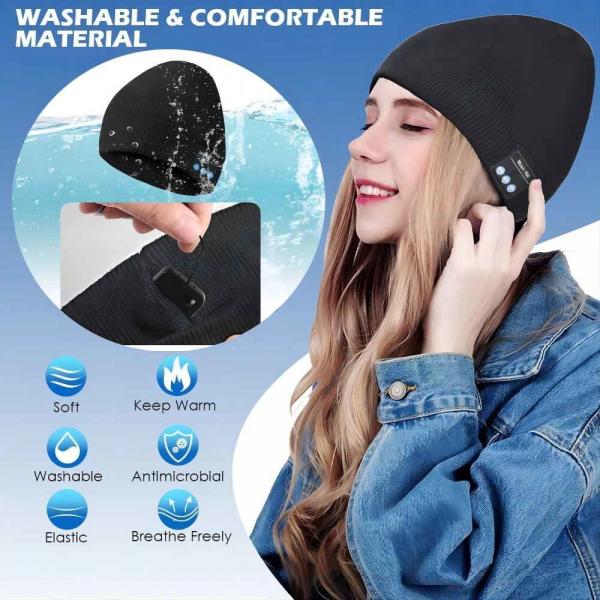 Quality Bluetooth Beanie,Double Fleece Lined with Bluetooth 5.1 Wireless Warm Knit for sale