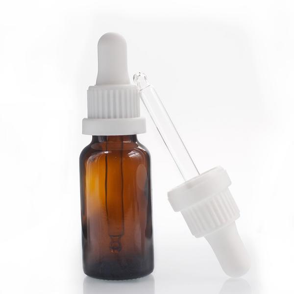 Quality 20ml Amber Oil Dropper Glass Bottle With Orifice And Cap for sale