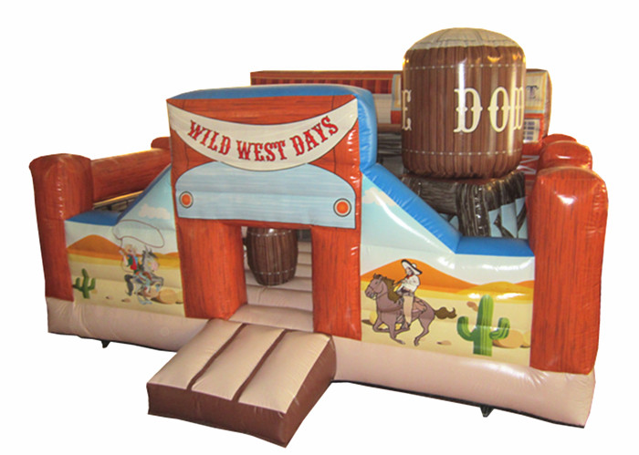 China Wild inflatable western themed bouncer house PVC material inflatable farm house fun amusement park factory