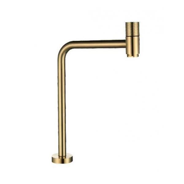 Quality Cold Water Basin Tap Mixer SUS304 Bibcock High Long Spout Single Deck Mounted Brushed Gold Golden for sale
