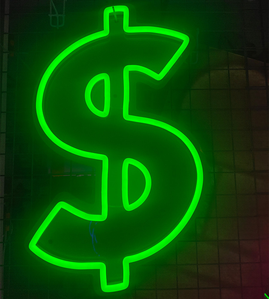 China Dollars neon sign handmade green color money  neon sign factory