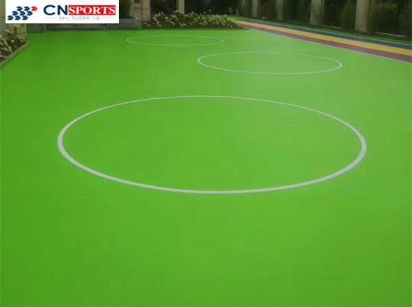 Quality Beautiful Colors Silicon PU Rubber Coating Sports Court Flooring for sale