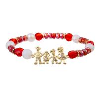 China Red Handmade Beads Bracelet Set Stackable Family Custom Name Bracelet factory