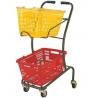 China Wire Mesh Shopping Basket Trolley Japanese Style / Double Basket Shopping Trolley With 4 Swivel Wheels factory
