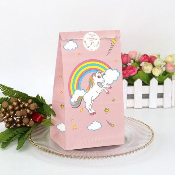 Quality Pink Rainbow Unicorn Food Packaging Paper Bag Kraft Paper Bread Bags 9g for sale