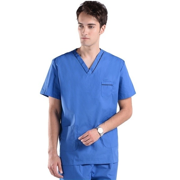 Quality factory custom hospital lab coat medical scrubs uniforms v neck rayon mix fabric men uniform scrubs for sale