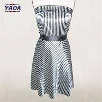 China Sexy silk satin styles black and striped strapless summer beach europe slim white dress with high quality factory