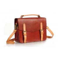 China Brown Vintage Handbags for Lady Leather Briefcase Leather Satchel Bag factory