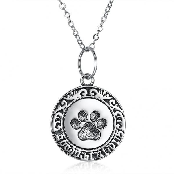 Quality 16in 0.9g Paw Print Necklace Lovely 3A CZ 925 Silver Necklace for sale