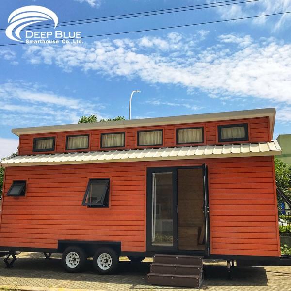 Quality Ready made steel frame prefab tiny house with trailer on wheels for sale
