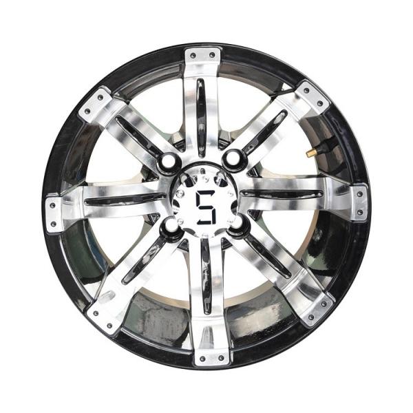 Quality 12x7 14x7 Machined Glossy Black Aluminum Wheels For Golf Cart for sale