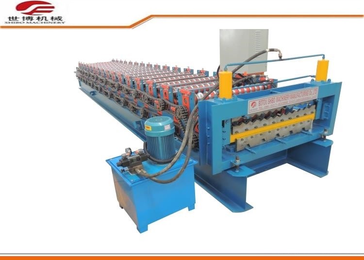 China 0.3~0.8 mm Color Steel Plate Double Layer Roll Forming Machine Blue factory