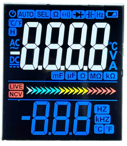 Quality Multimeter Customized VA LCD Panel VDD 3.3V Segment LCD Display for sale