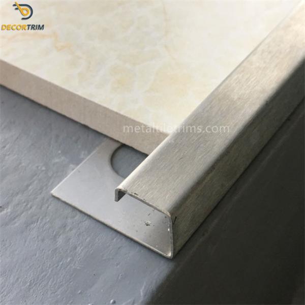 Quality Square Edge Brushed Stainless Steel Tile Trim 10mm For Decorative for sale