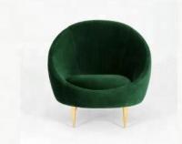 China 2018 new style velvet fabric stainless steel legs single chair,green fabric upholsteryliving room single sofa factory