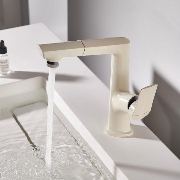Quality Electroplated Pull Down Bathroom Sink Faucets Milk White Cold And Hot Face Wash for sale