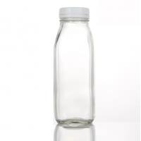 China Square 500ML 1000ML Empty Milk Fruit Juice Drink Glass Bottles With White Tamper Proof Cap factory
