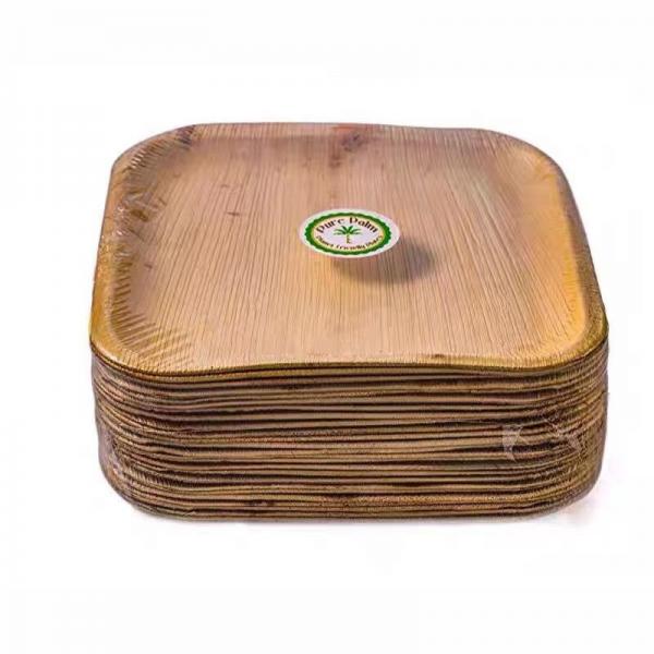 Quality Biodegradable Disposable 10 Inch Square Areca Palm Leaf Plates For Corporate Events for sale