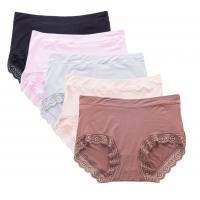 China Large Size Womens Underwears Sexy High Waist Cotton Panties Elastic Lace Pure Breathable Briefs factory