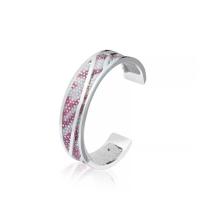 China Hot Pink Sterling Silver Cuff Bracelet 13mm Width With Adjustable Opening for sale