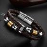 China High quality body jewelry double stainless steel woven leather bracelet with magnetic clasp factory
