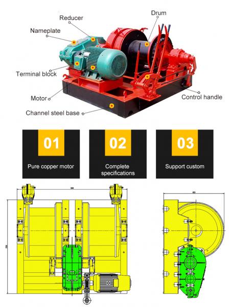 3t electric wire rope winch