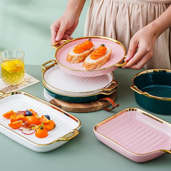 Quality Double Wall Insulated Colorful Ceramic Dinner Plates Nordic Style For Cooking Kitchen for sale