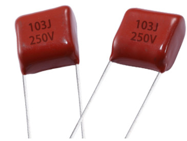 Quality Red 0.01 UF Metallized Polyester Film Capacitor Voltage Proof for sale