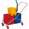China Hotel Cleaning Noiseless 23L Double Mop Bucket Trolley factory