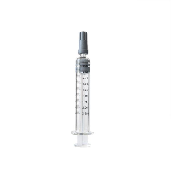 Quality Reusable Sterile Luer Lock Glass Syringe 2.25ml For Hemp CBD Oil for sale