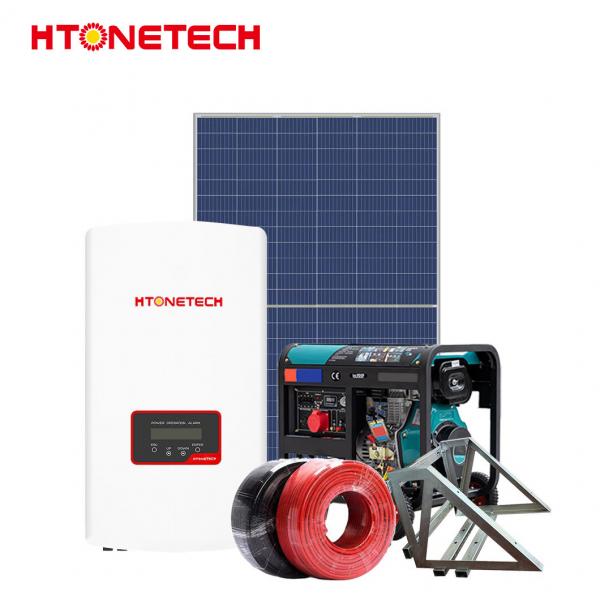 Quality Mono Solar Panel Hybrid PV System 450W 5Kw Diesel Generator Single Phase for sale