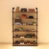 China Wood / Metal Indoor Shoe Rack Display Shelves Modern 6 Layers Store Fittings factory